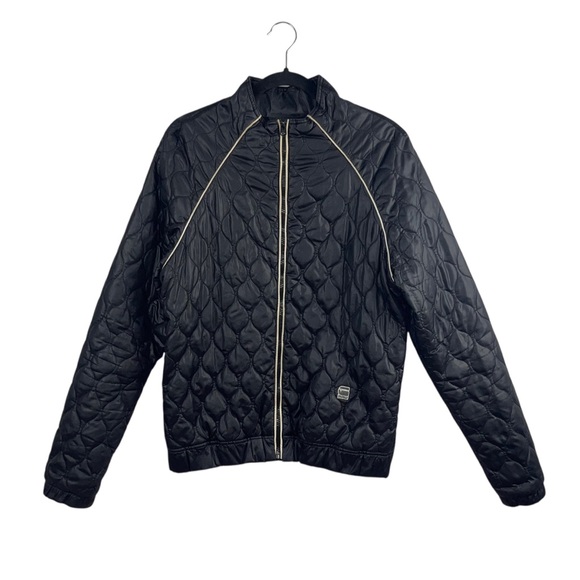 G-STAR RAW Midder Quilted Bomber Jacket Black White Trim Collar Sz M - Picture 3 of 11